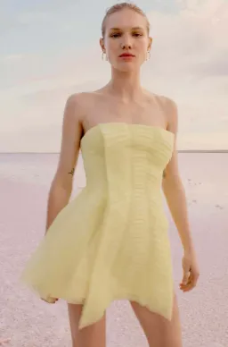 Aje Astrid Strapless Mini Dress Yellow Size 8 / S for rent on The Volte - image 2