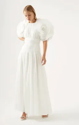 Aje Expressive Pleated Maxi Dress Ivory Size 8 / S for rent on The Volte - image 1