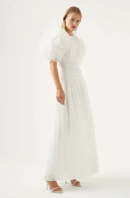 Aje Expressive Pleated Maxi Dress Ivory Size 8 / S for rent on The Volte - image 2