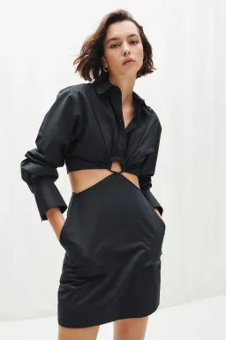 Shona Joy Andrea Long Sleeve Keyhole Mini Dress Black Size AU 10 for rent on The Volte - image 1