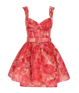 Zimmermann High Tide Mini Dress Pink Ikat Floral Size 0 / AU 6 to 8 for rent on The Volte - image 3