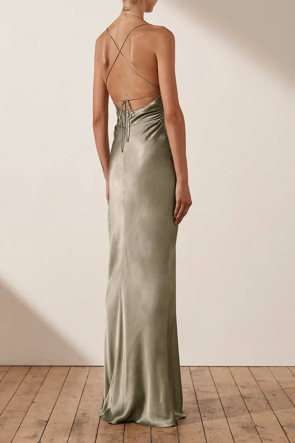 Shona Joy La Lune Lace Back Maxi Dress Sage Size 6  - Image 2