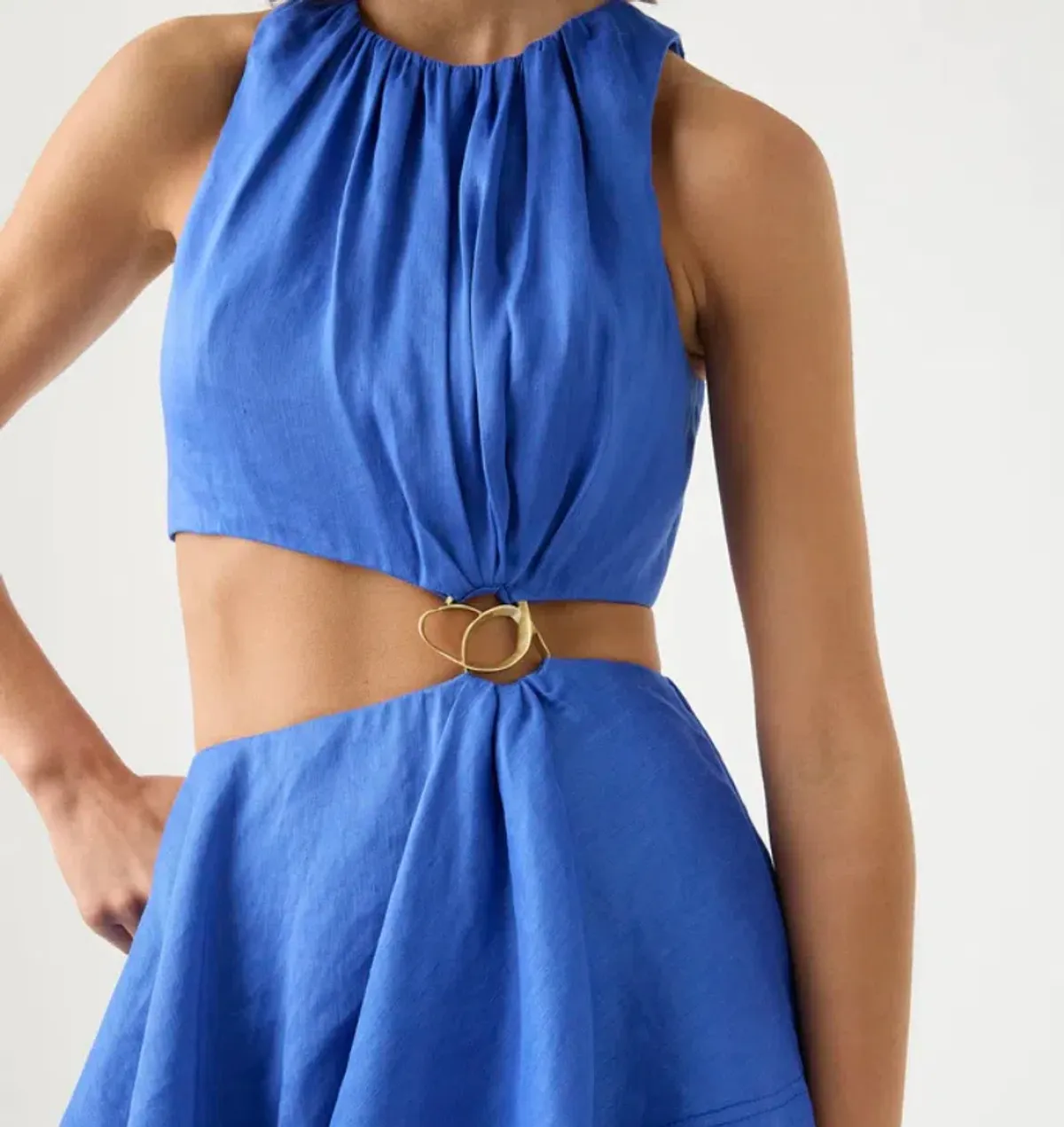 Aje Wave Cut Out Ring Midi Dress Marine Blue Size 6 / XS - Image 2