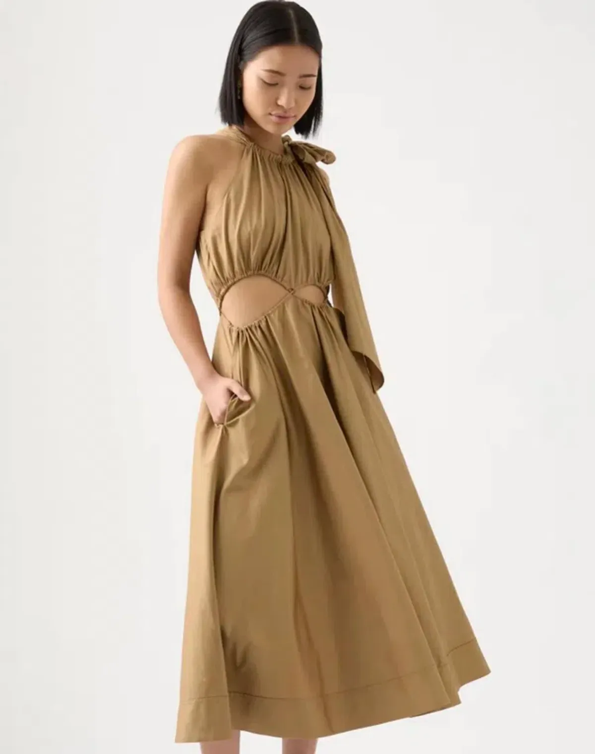  Aje Henriette Tie Strap Midi Dress Brown Size 6 / XS - Image 2