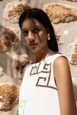Lucy Folk Eos Beaded Swing Mini Dress with Belt Ecru Cream Size M / AU 10 for rent on The Volte - image 5