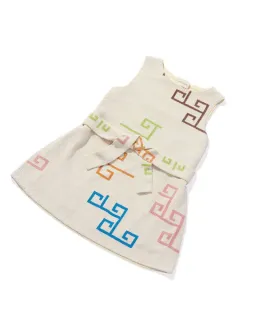 Lucy Folk Eos Beaded Swing Mini Dress with Belt Ecru Cream Size M / AU 10 for rent on The Volte - image 8