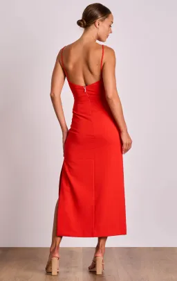 Pasduchas Emerson Column Midi Dress in Red Poppy Size 10 for rent on The Volte - image 3