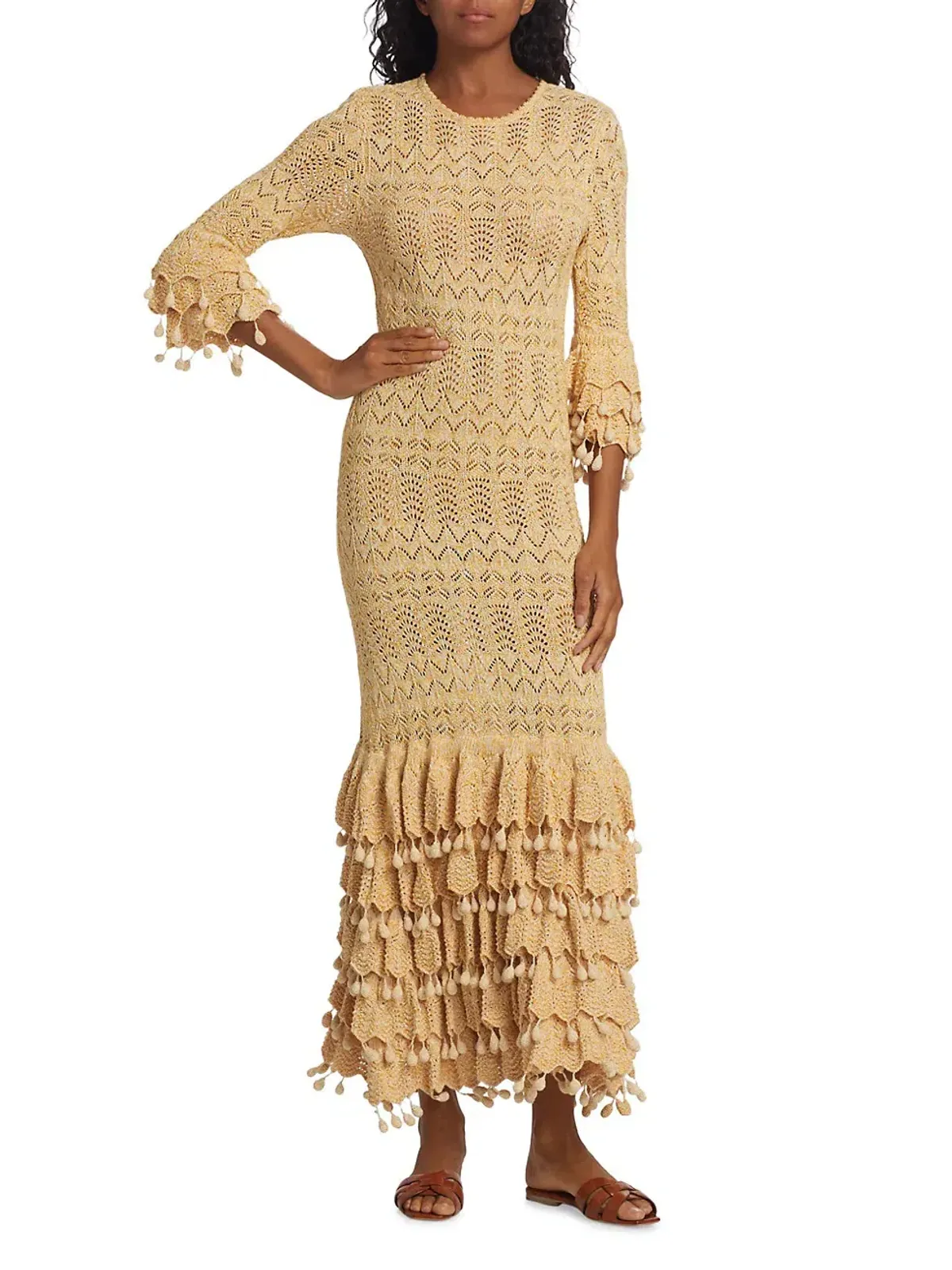 Zimmermann Wonderland Tiered Frill Dress Cream Marle Size 2/Au 12 - Image 1