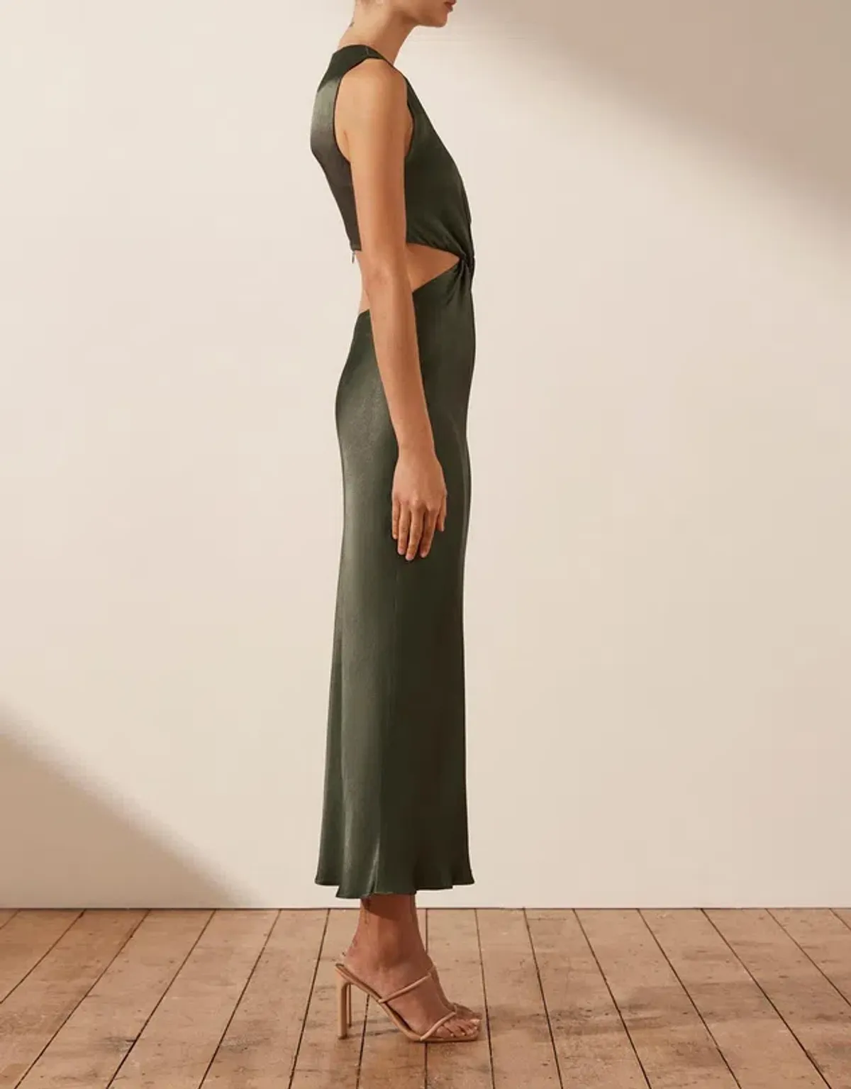 Shona Joy Giorgia Twist Front Sleeveless Midi Dress Forest Size 10 - Image 4