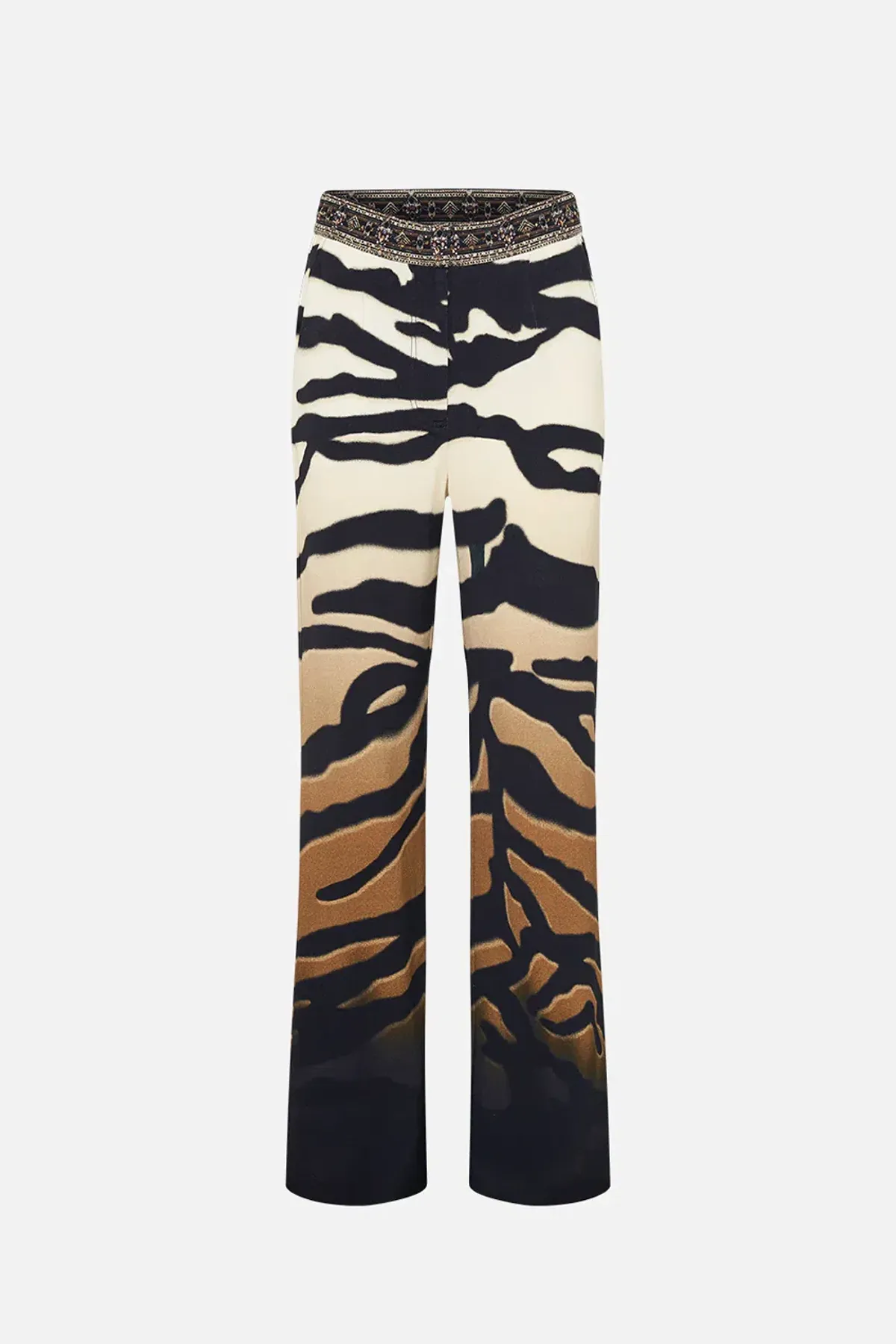 Camilla Full Length Flared Pant Tame My Tiger Print Size L / AU 14 - Image 7