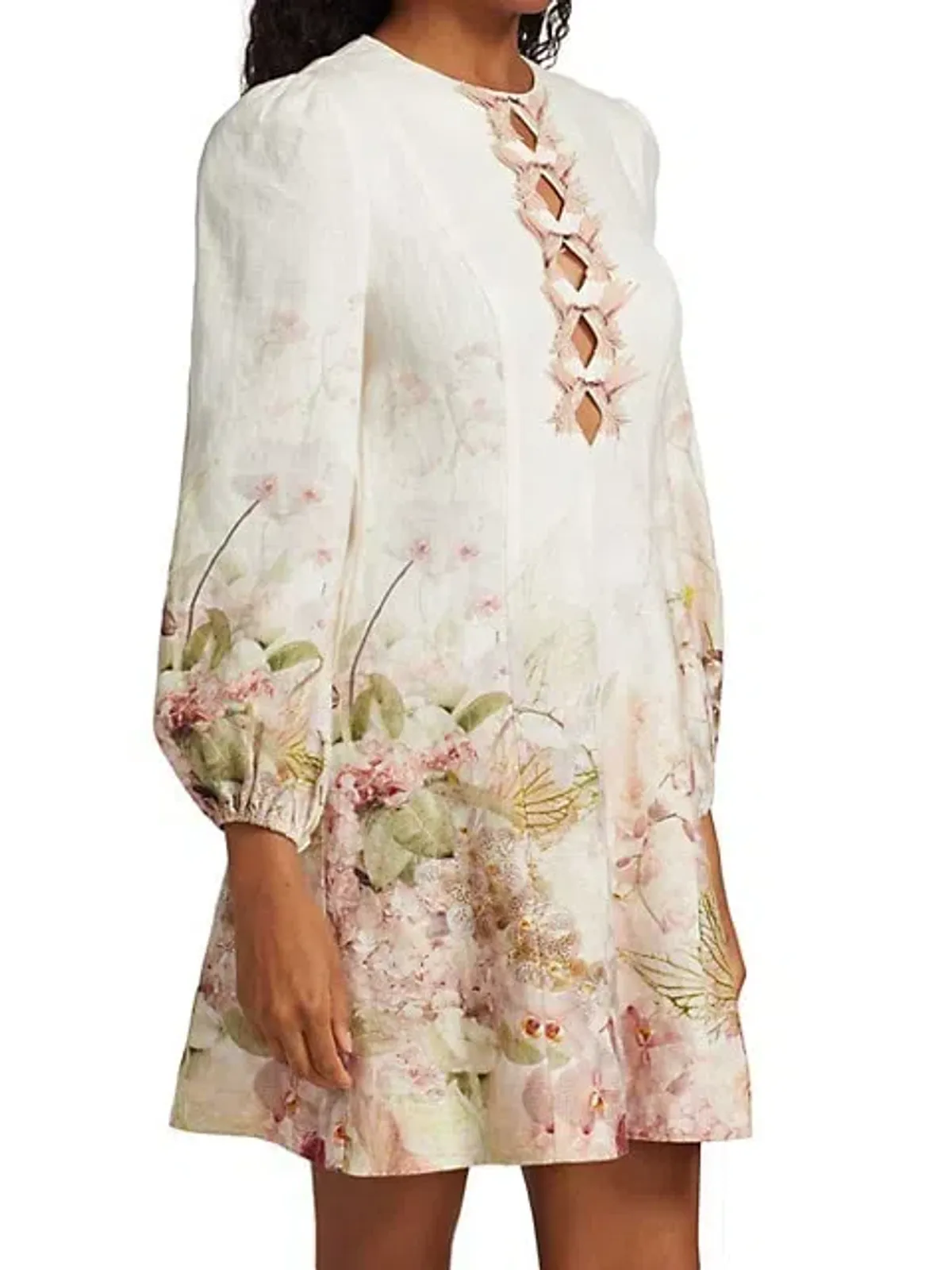 Zimmermann Dancer Hummingbird Mini Dress Alabaster Garden Floral Size 2/Au 12  - Image 2