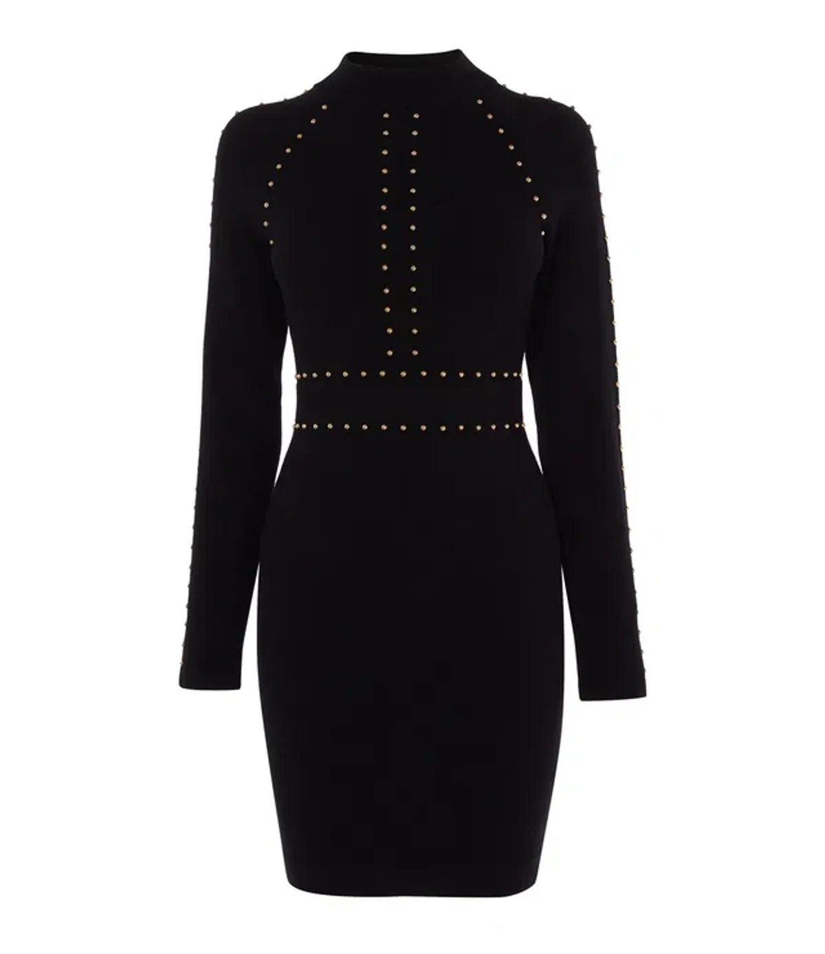 Karen Millen Embellished Bodycon Knit Dress Black Size AU 14 - Image 2
