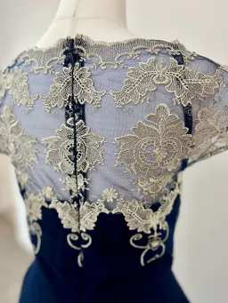 Chi Chi London Chiffon Midi Dress With Embroidery In Navy Size AU 8 for rent on The Volte - image 3