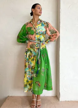 Alemais Holiday Patchwork Shirtdress in Multi Size 14 for rent on The Volte - image 1