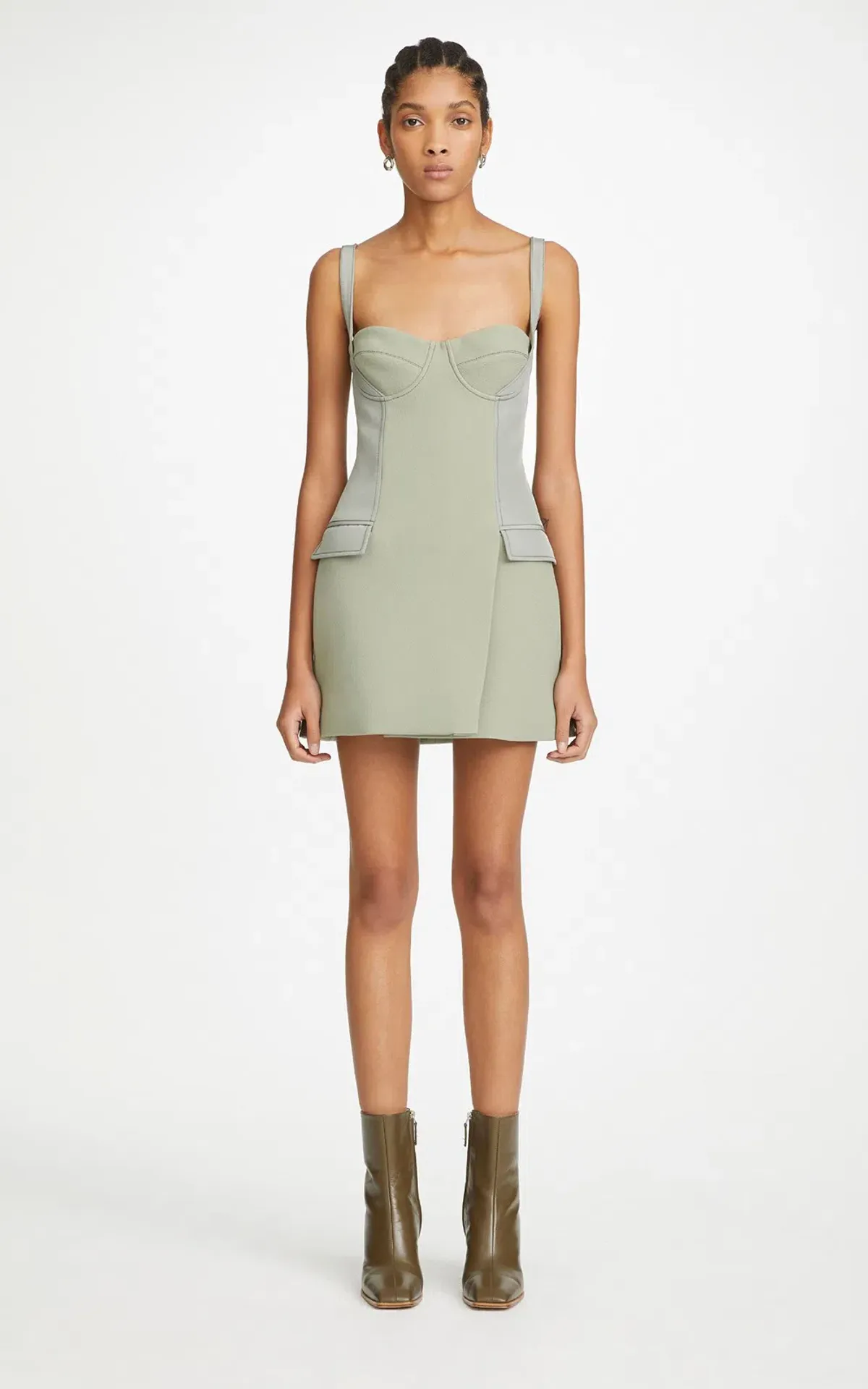 Dion Lee Belted Strap Bustier Dress Green Size 8 - Image 1