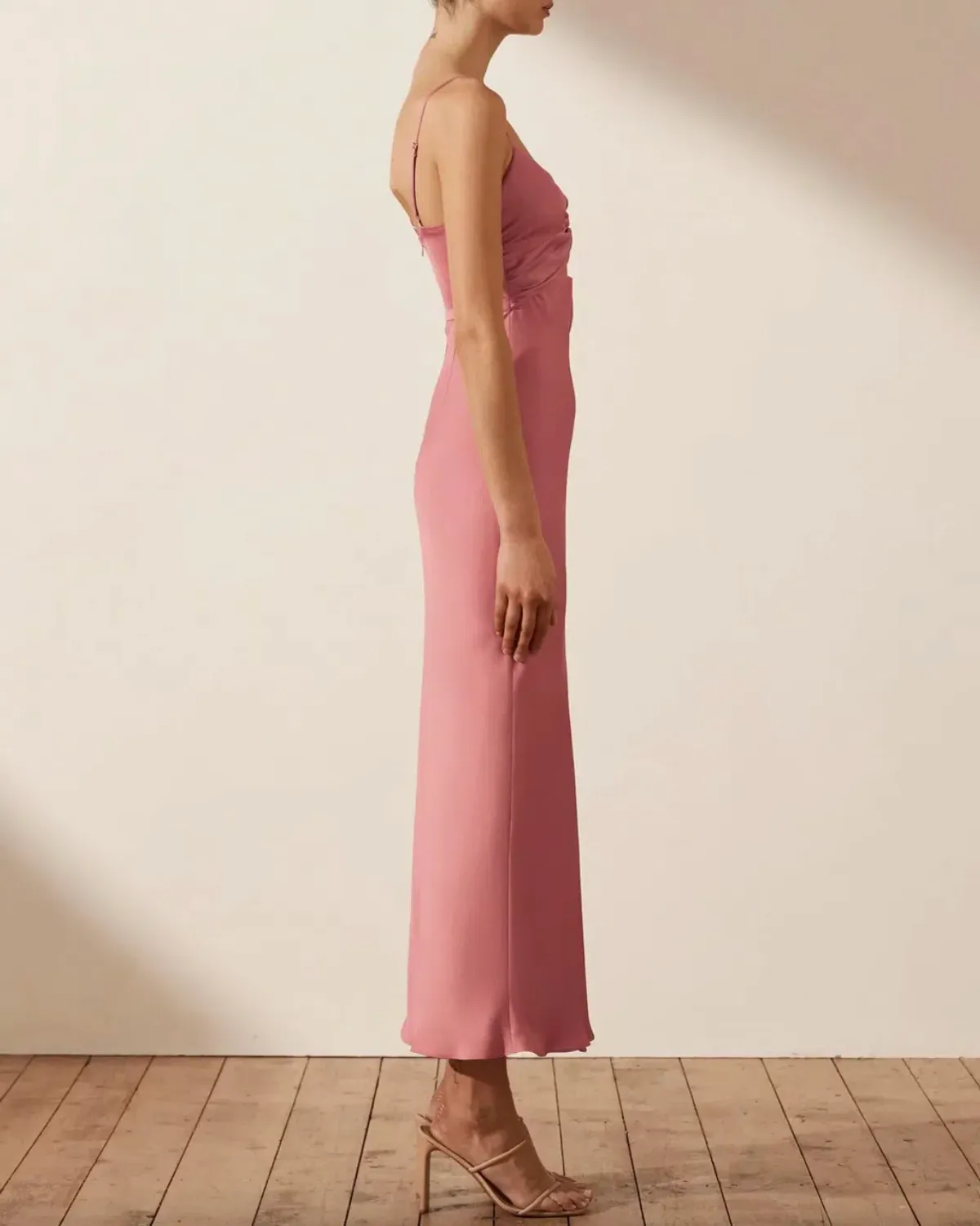 Shona Joy Luxe Twist Front Sleeveless Midi Dress Pink Size 10 - Image 3