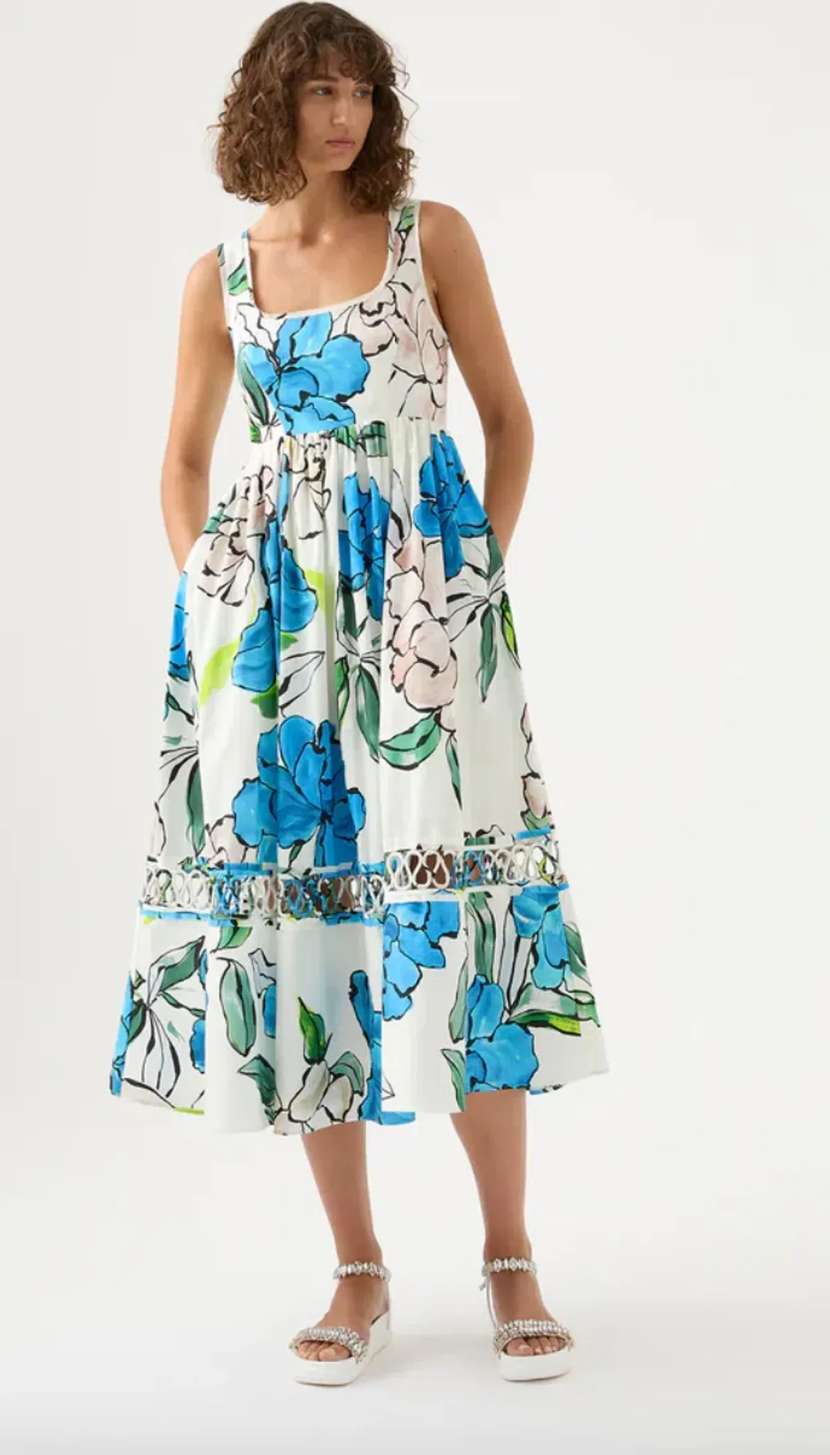 Aje Erika Cut Out Midi Dress Floral Size 8 - Image 1