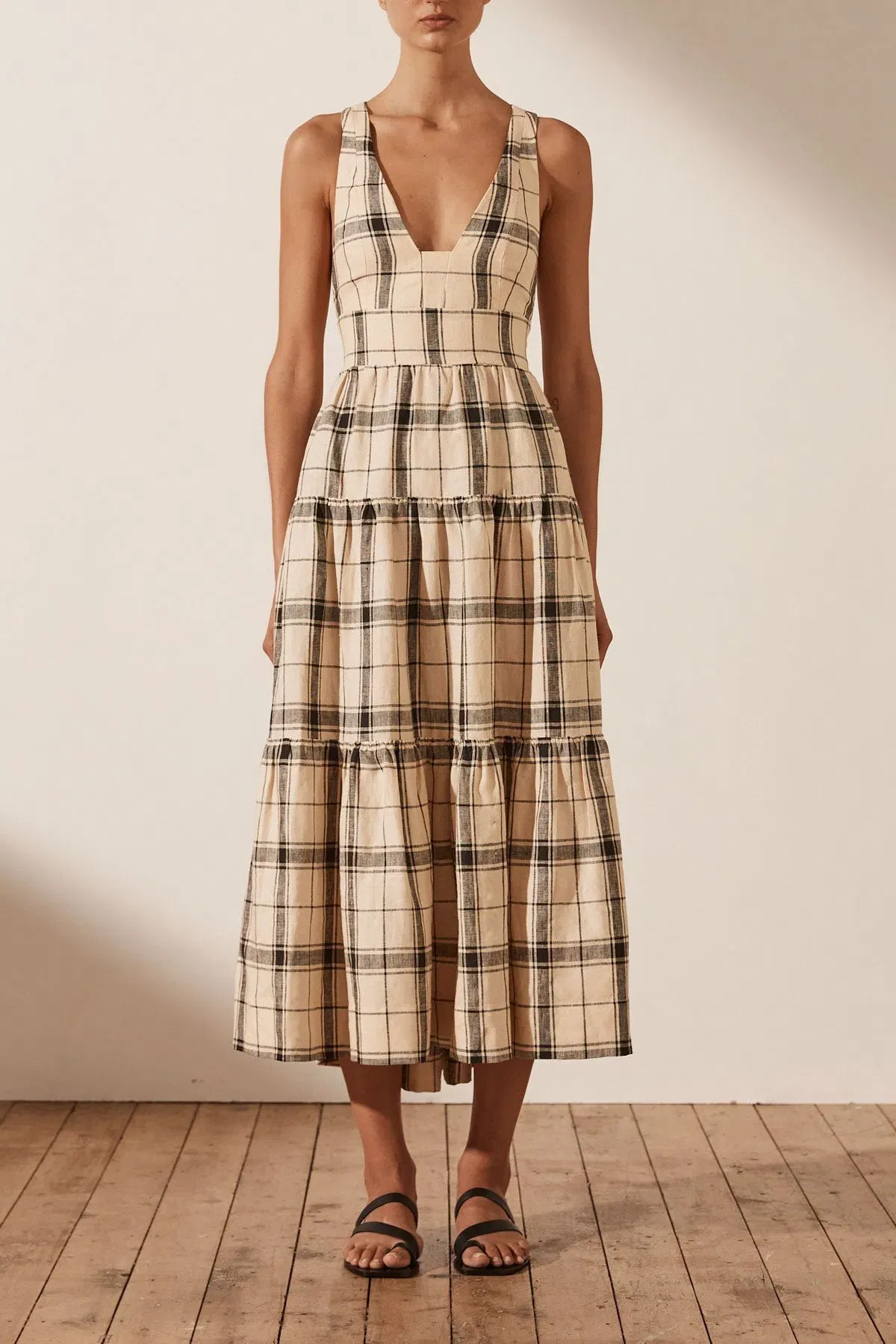 Shona Joy Indra Plunged Crossback Midi Dress Print Size 10 - Image 1