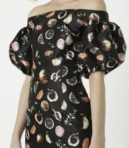 Rebecca Vallance Pranzo Fruit Print Midi Black Size AU 8 for rent on The Volte - image 2