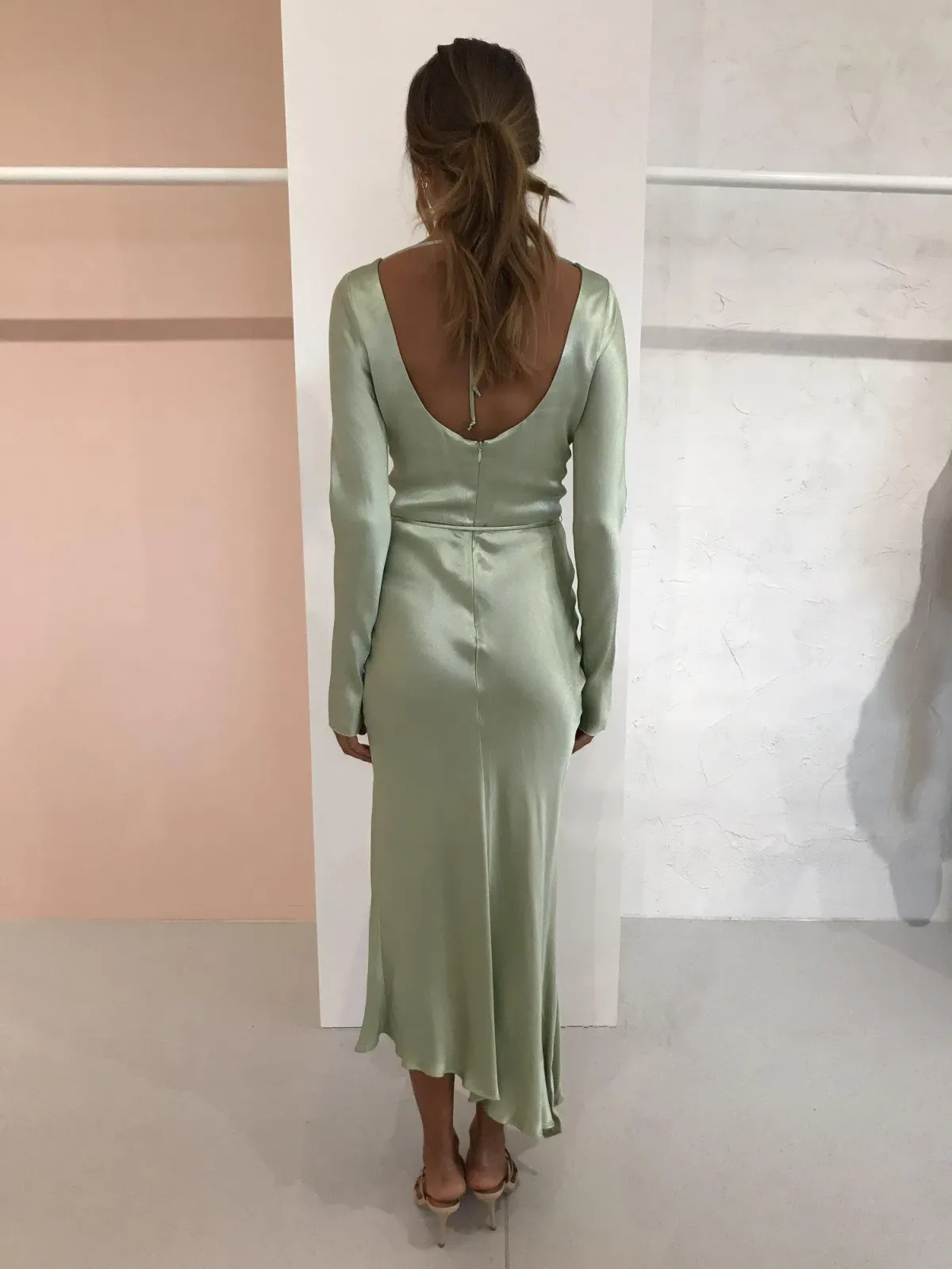 Bec & Bridge Crest Long Sleeve Midi Dress Peppermint Green Size AU 8 - Image 4