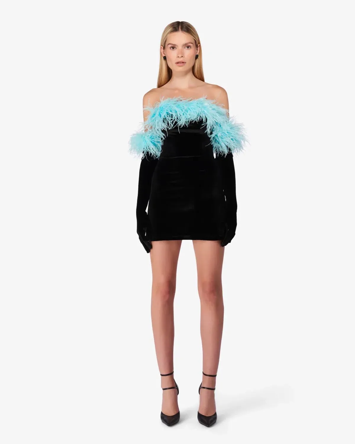 Miscreants Cupid Dress & Gloves With Feathers Black Size AU 6 - Image 1