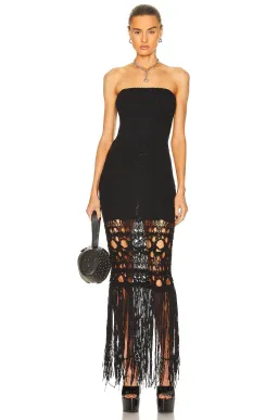 Christopher Esber Strapless Fringe Dress Black Size 8  for rent on The Volte - image 1