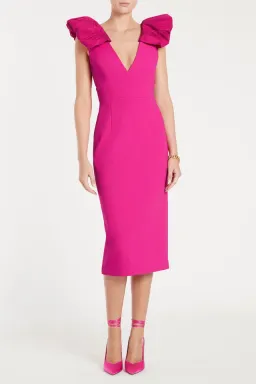 Rebecca Vallance Cupid's Bow Midi Dress Fuchsia Size AU 6  for rent on The Volte - image 1