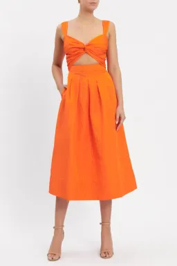 Rebecca Vallance Carmelita Cut Out Midi Dress Orange Size 10 for rent on The Volte - image 1
