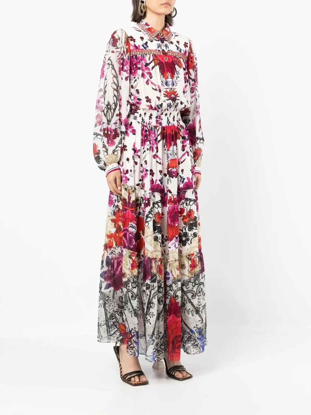 Camilla Button Through Tiered Dress Reign Of Roses Size L / Au 14 - Image 3
