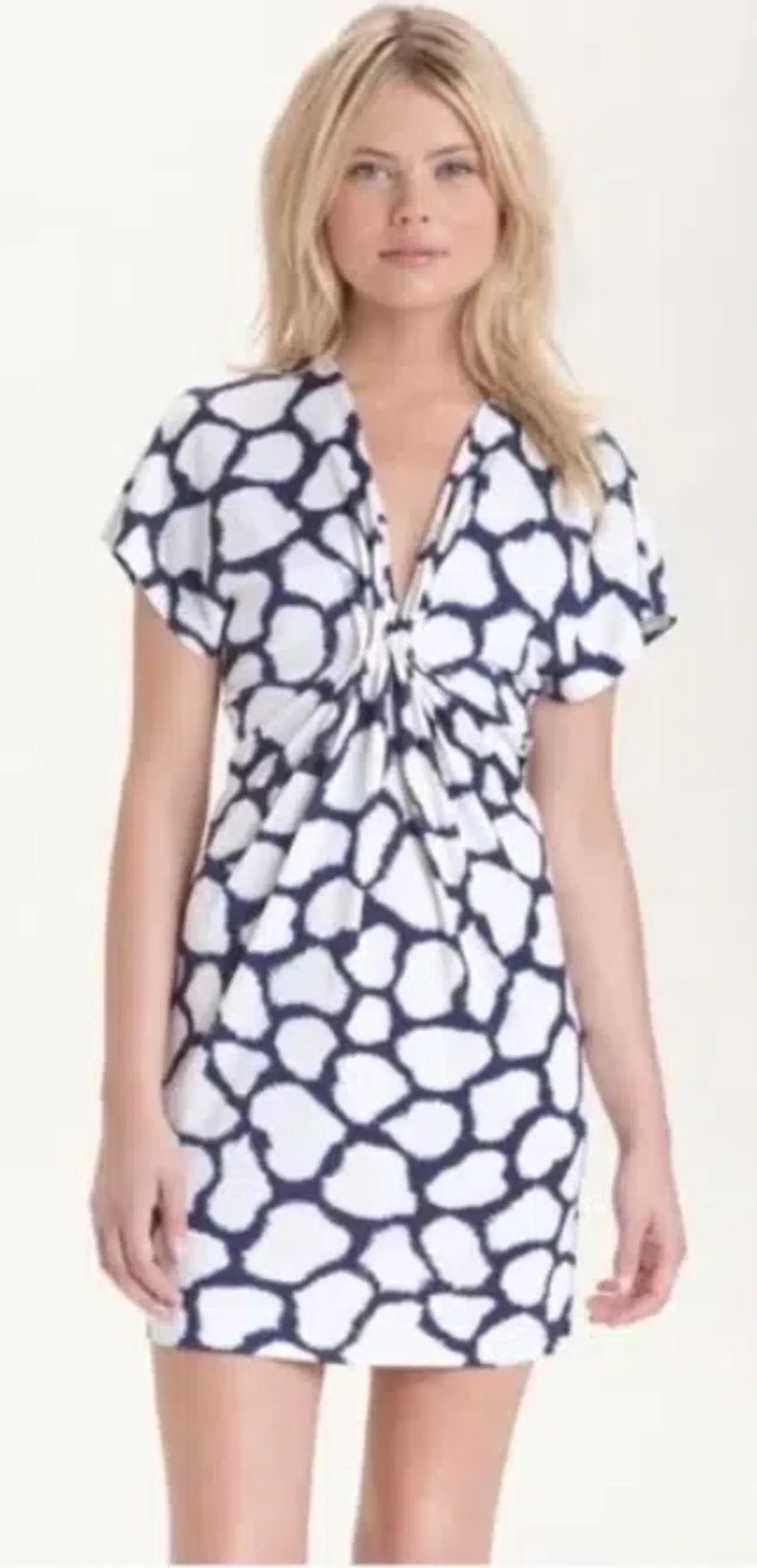 Diane Von Furstenberg Natalie Silk Twist Front Mini Dress Print Size 8 - Image 3