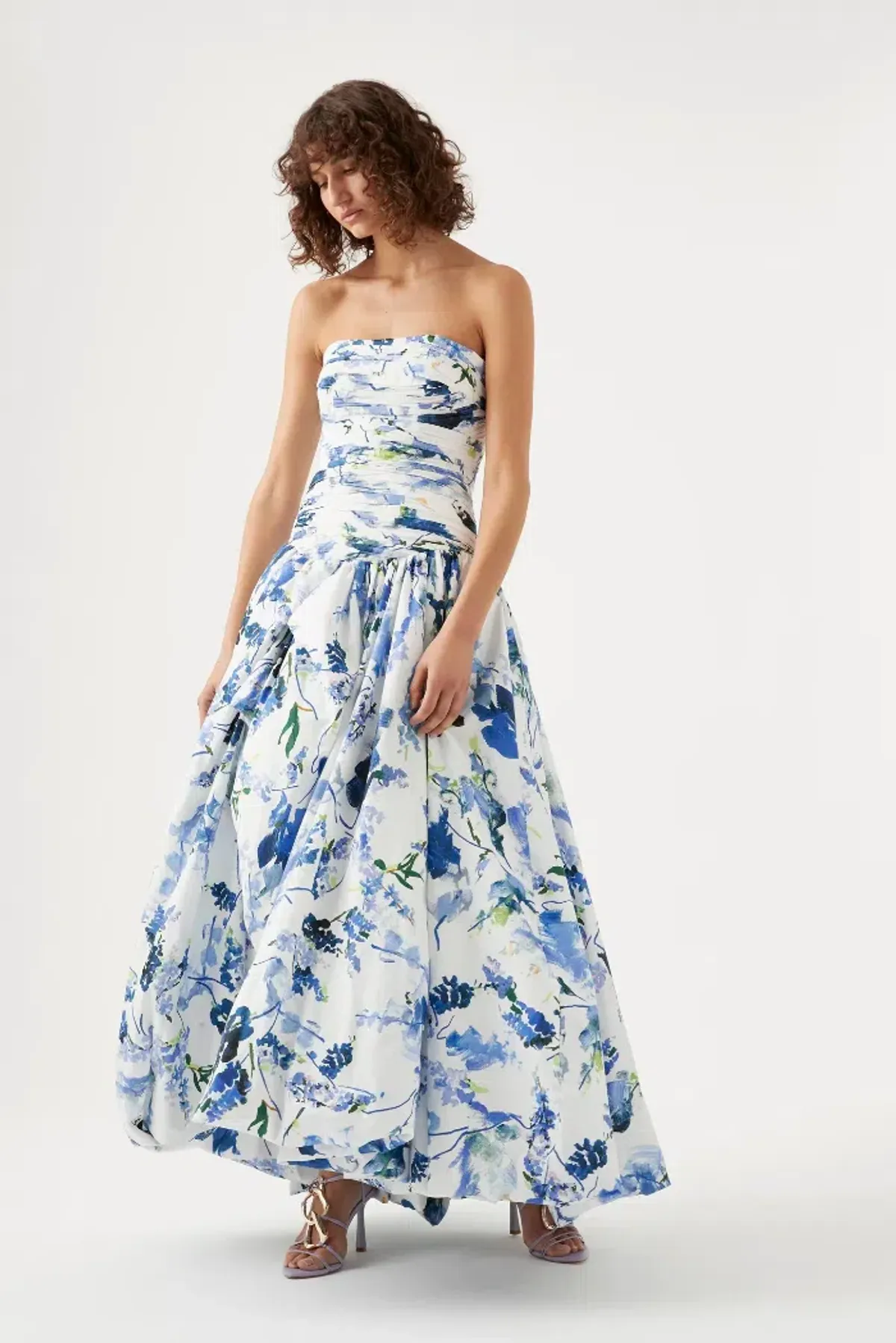 Aje Violette Bubble Hem Maxi Dress Lavenders of Provence Print Size 4 - Image 1