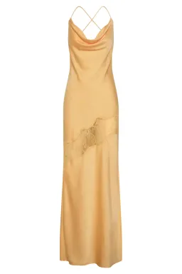Meshki Chandra Lace Detail Satin Maxi Dress Lemon Size 14 for rent on The Volte - image 8