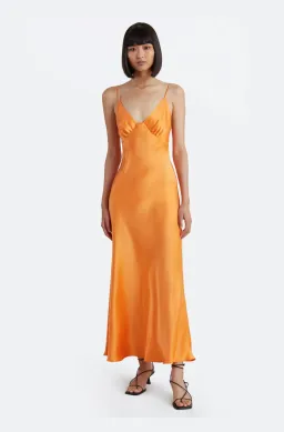 Bec & Bridge Amber V Midi Dress Orange Size AU 6  for rent on The Volte - image 1