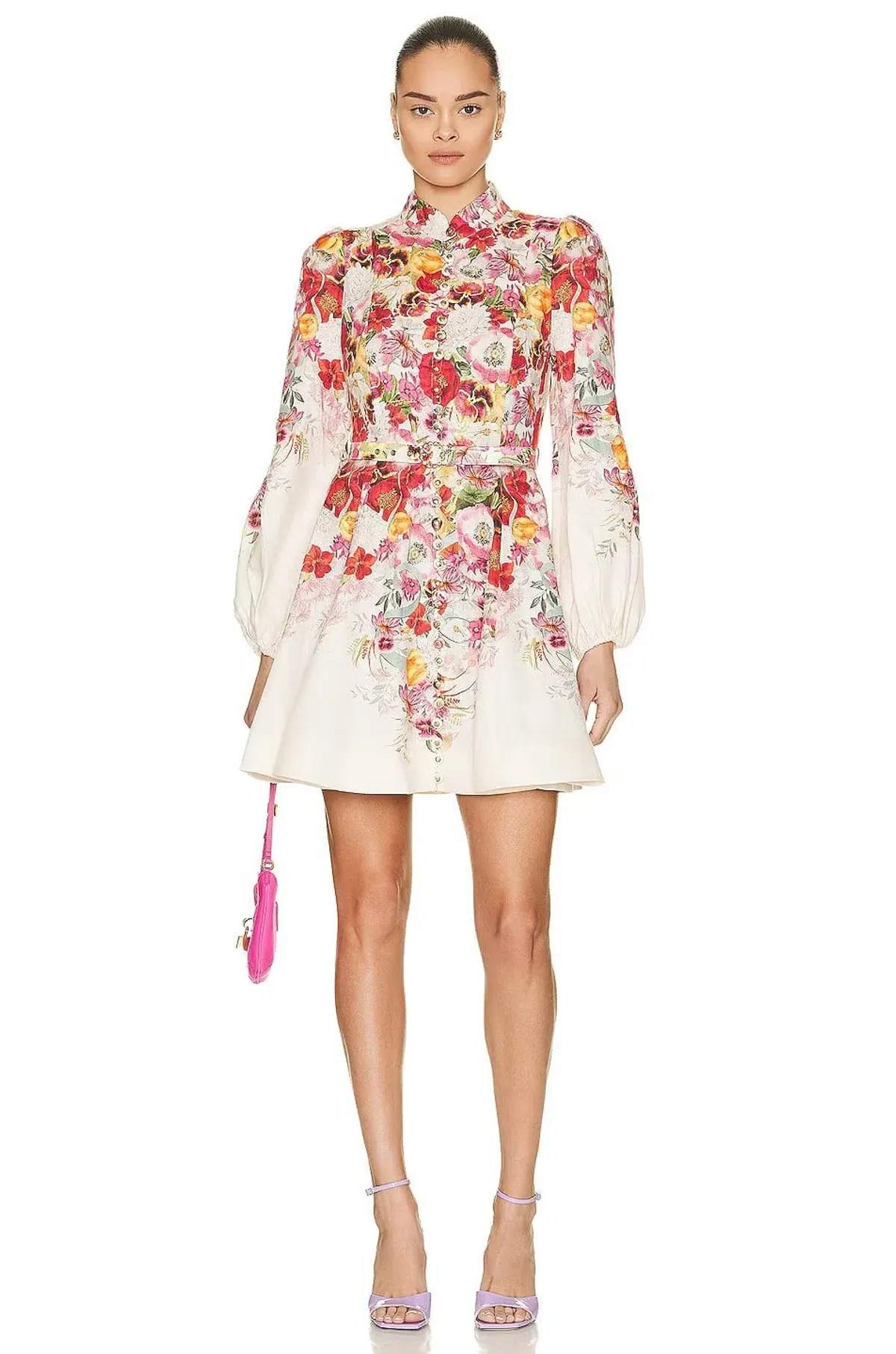 Zimmermann Wonderland Buttoned Mini Elka Poppy Dress Ivory Size AU 8-10  - Image 1