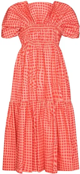 Molly Goddard Browns 50 Bo Brigham Gingham-print Midi Dress Red Size 8 for rent on The Volte - image 3