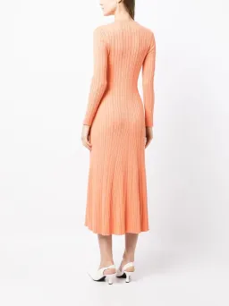Anna Quan Long Sleeve Ribbed Knit Midi Dress Orange  Size AU 10 for rent on The Volte - image 2