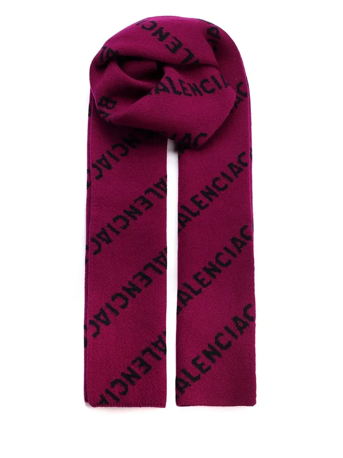 Balenciaga Allover Logo Knit Scarf Burgundy - Image 1