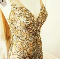 Jane Hill Custom Gold Beaded Gown Size 8 for rent on The Volte - image 2