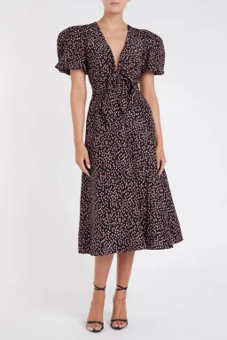 Rebecca Vallance Cha Cha Midi Dress Pink Polka Dot Size 12 for rent on The Volte - image 1