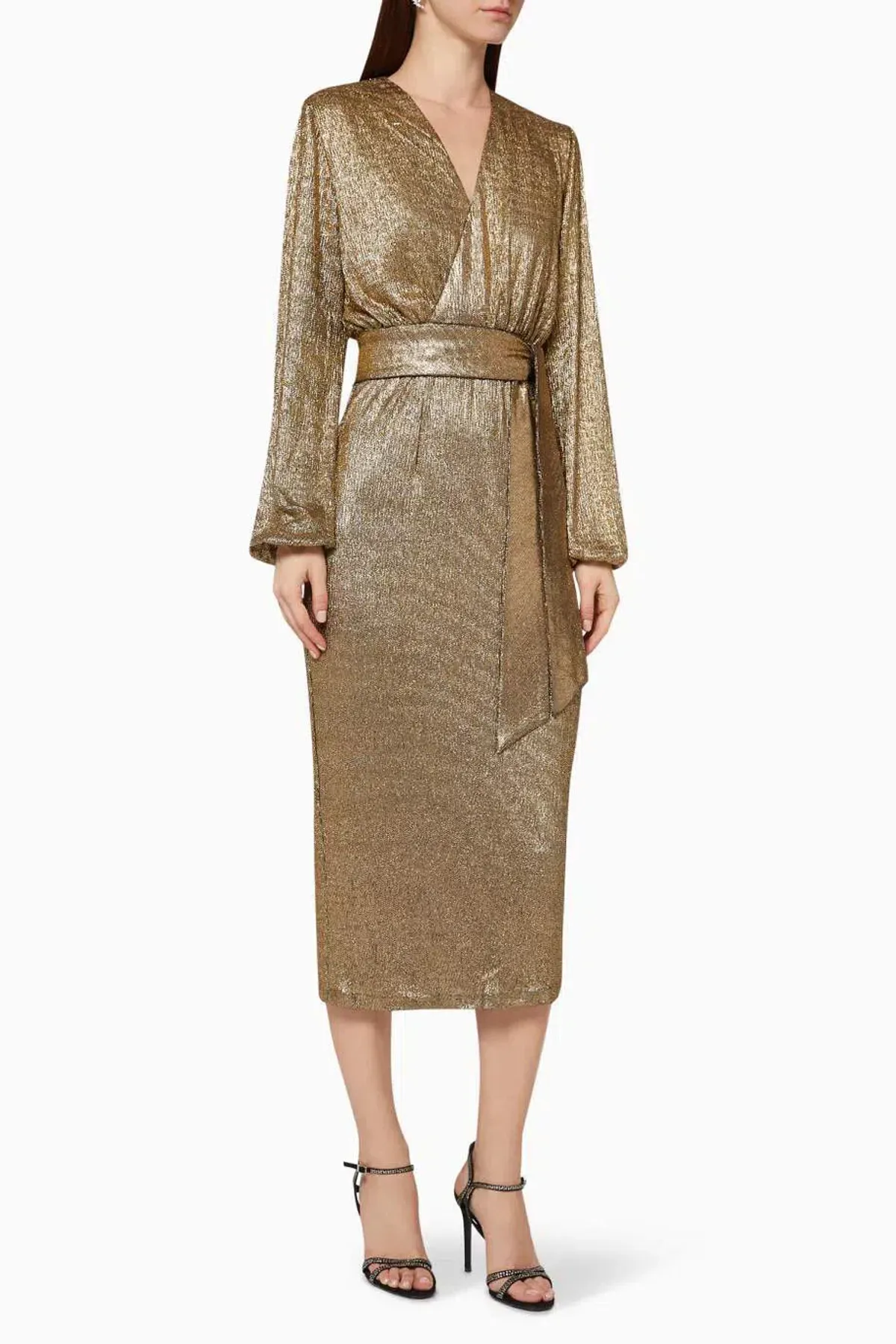 Elle Zeitoune Chase Midi Dress in Gold Size 12 - Image 1