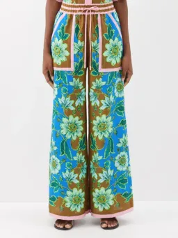 Alemais Winnie Floral Spliced Blue Brown Shirt and Pant Two Piece Set Floral Size 10  for rent on The Volte - image 5