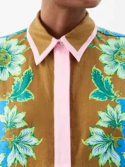 Alemais Winnie Floral Spliced Blue Brown Shirt and Pant Two Piece Set Floral Size 10  for rent on The Volte - image 8