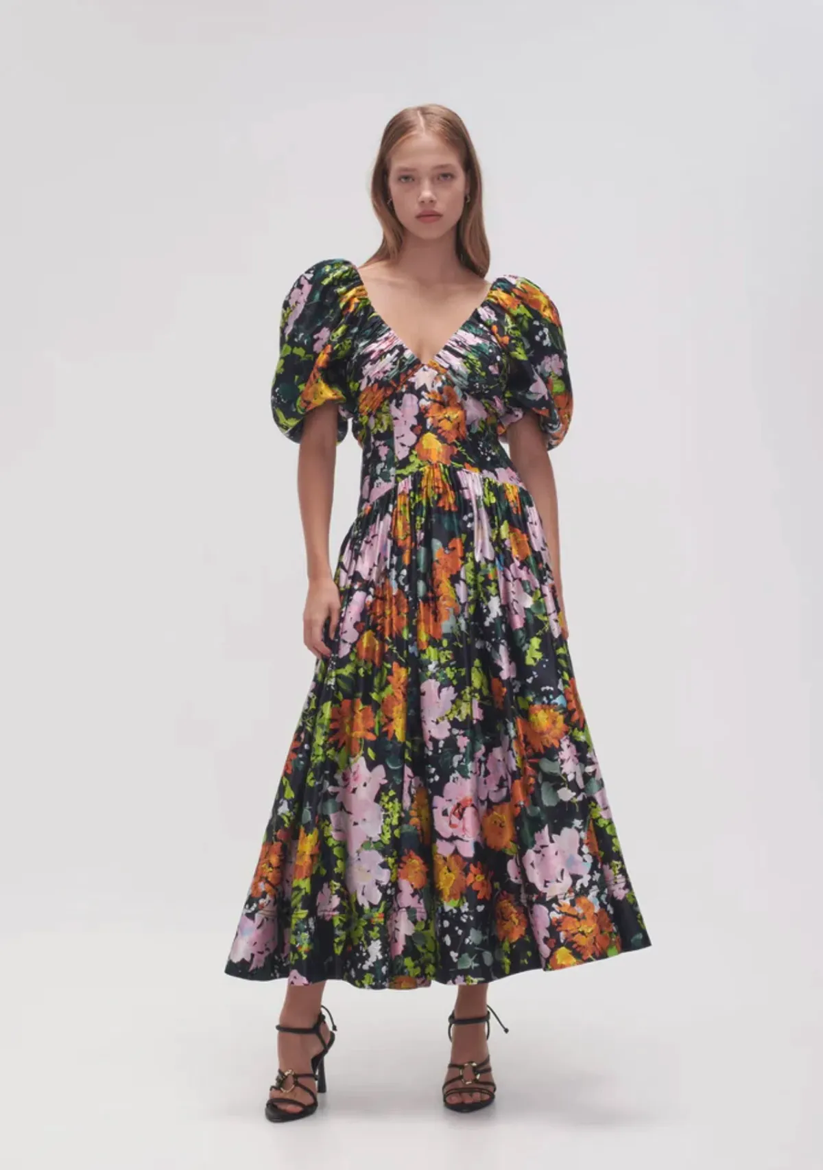 Aje Gabrielle Plunge Midi Dress Midnight Floral Size 14 / XL - Image 1