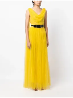 Leo Lin Juno Draped Floor Length Dress Yellow Size AU 12 for rent on The Volte - image 2