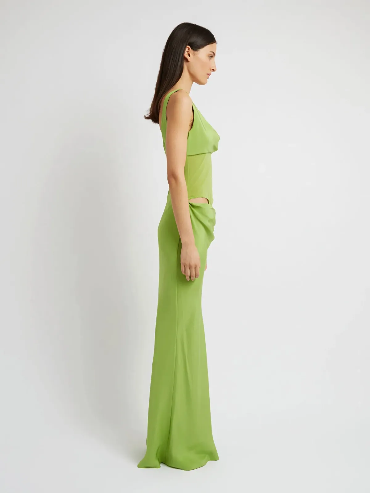 Christopher Esber Sheer Torso Cowl Tank Dress in Apple Size 8 - Image 2