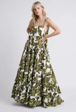 Aje Oasis Olive Leaf Strap Maxi Dress Print Size 10 for rent on The Volte - image 1