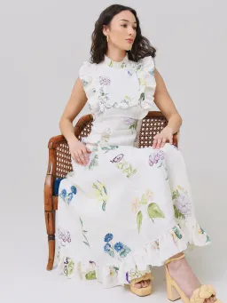 Alemais Jules Floral Midi Maxi Antique Dress White Size 10  for rent on The Volte - image 6