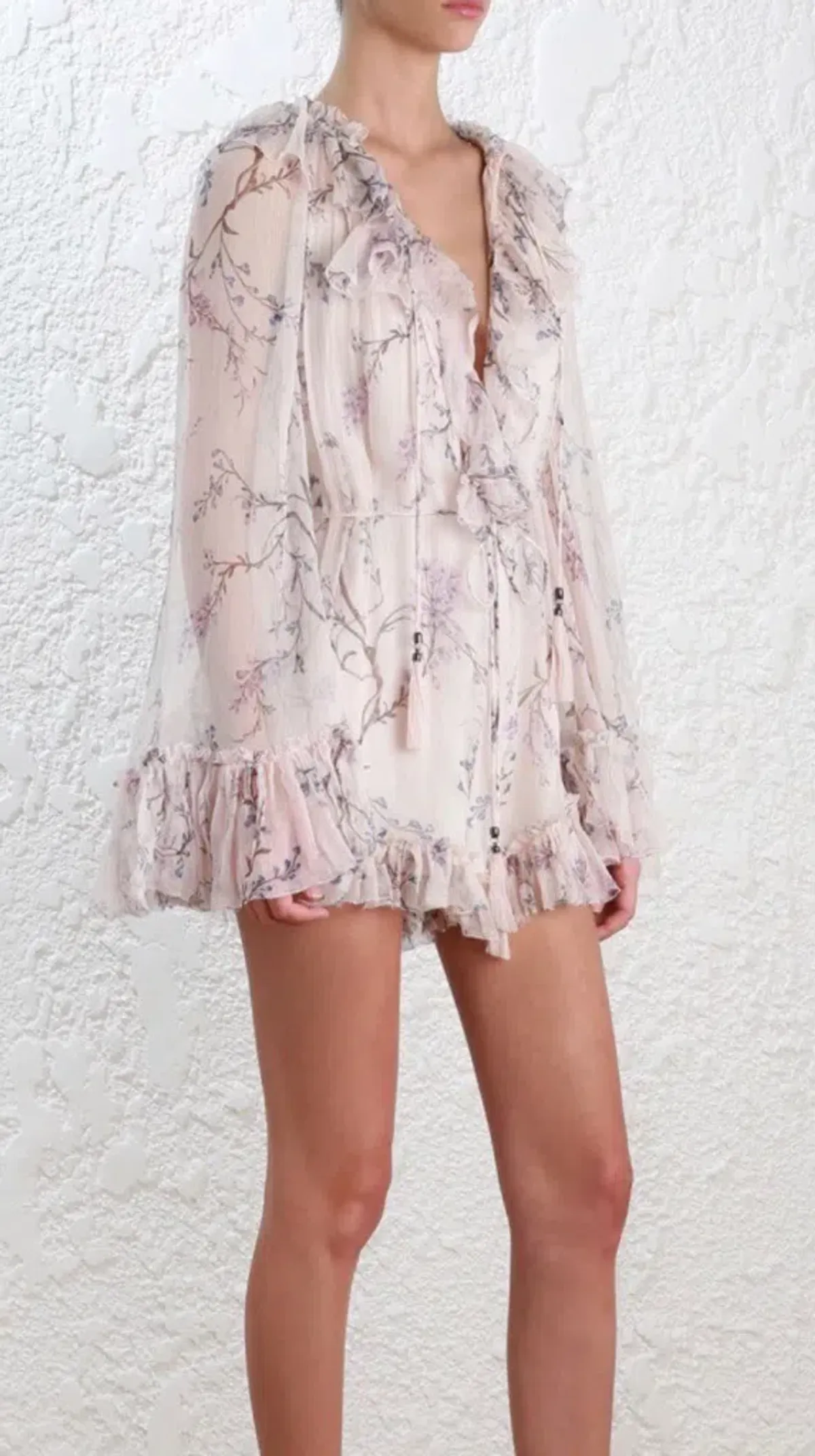 Zimmermann Paradiso Floating Floral Playsuit Pale Pink Size 0 / AU 8 - Image 4