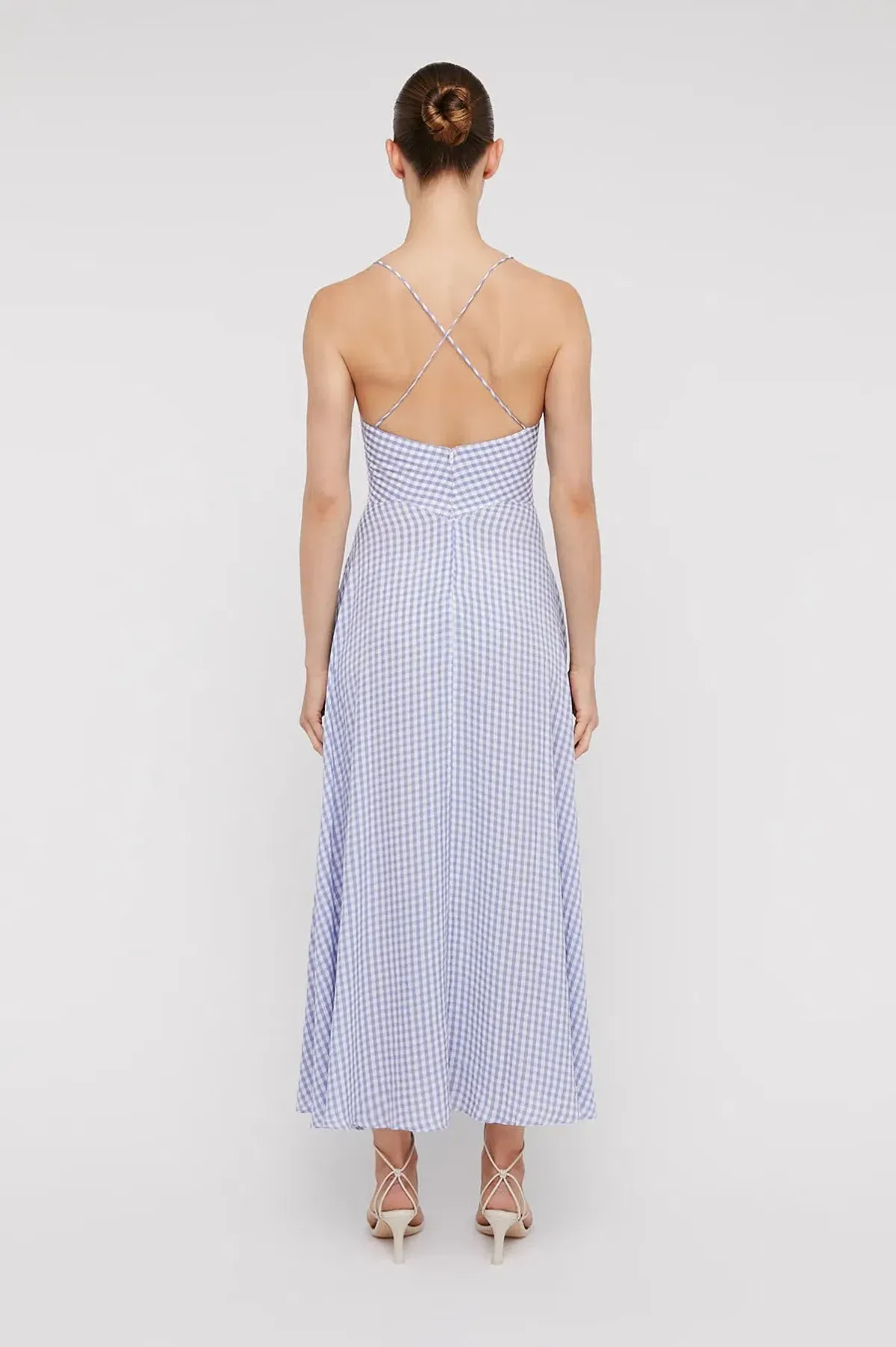 Scanlan Theodore Strappy Gingham Dress Mauve Size XS/Au 6 - Image 2