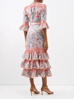 Zimmermann Vitali Paisley-Print Tiered Linen-Voile Dress 0P/AU 6 for rent on The Volte - image 2